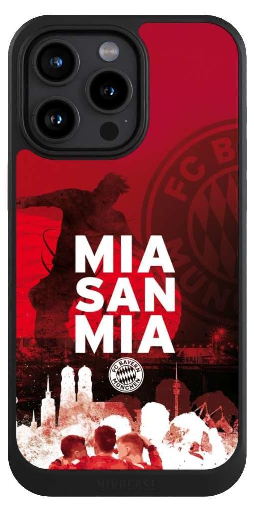 NIVOCASE Hülle für Apple iPhone 15 Pro Max Handyhülle NIVOcore Case Schwarz FC Bayern München FCB Mia San Mia