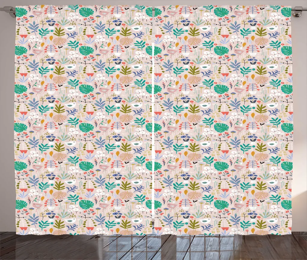 Rideau Grande Largeur pour Salon 280x225 cm Style Nature Jardin Botanique