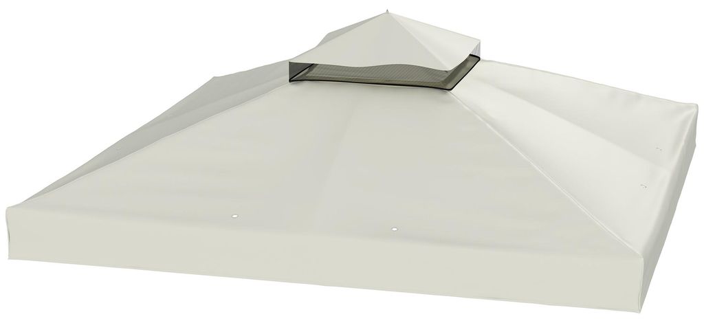 3 x 3 m Ersatzdach für Pavillon, Pavillon-Ersatzplane mit Wasserablauf-Löchern, UPF30+, Sonnenschutz, Hellgrau