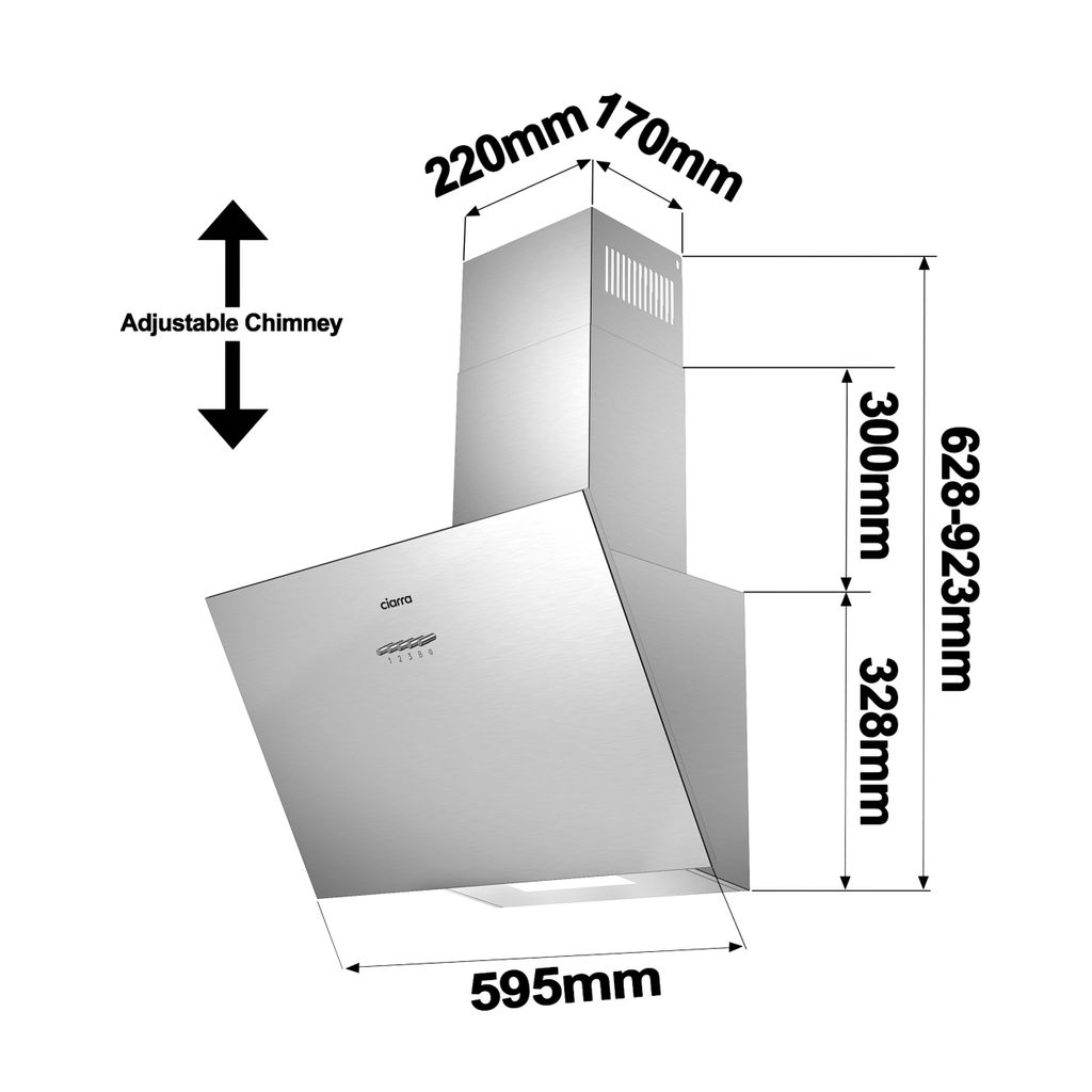 CIARRA Kopffreihaube A+++ 650 m³/h Dunstabzugshaube 60 cm Produktbild 9