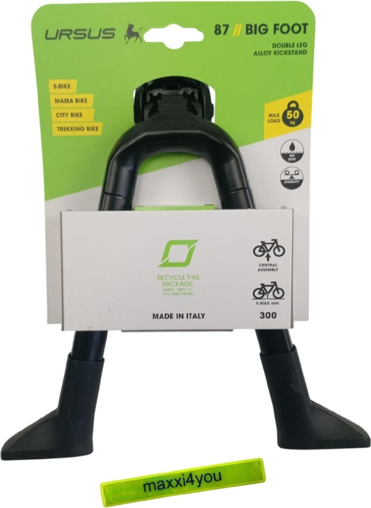 Fahrrad Doppelständer Ursus "Big Foot" für 28 Zoll - Schwarz inkl. maxxi4you Reflexband
