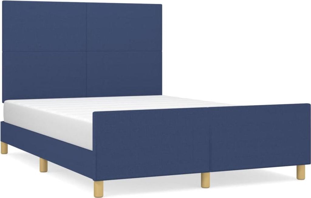 vidaXL Bettgestell ohne Matratze Blau 140x190 cm Stoff