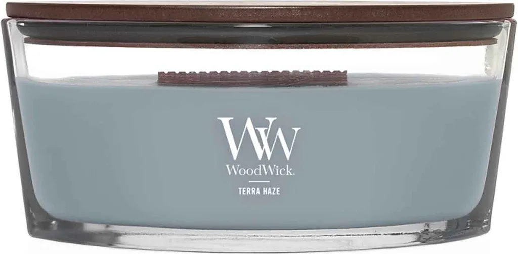 Bougie parfumée WoodWick Terra Haze pour ambiance zen et cocooning