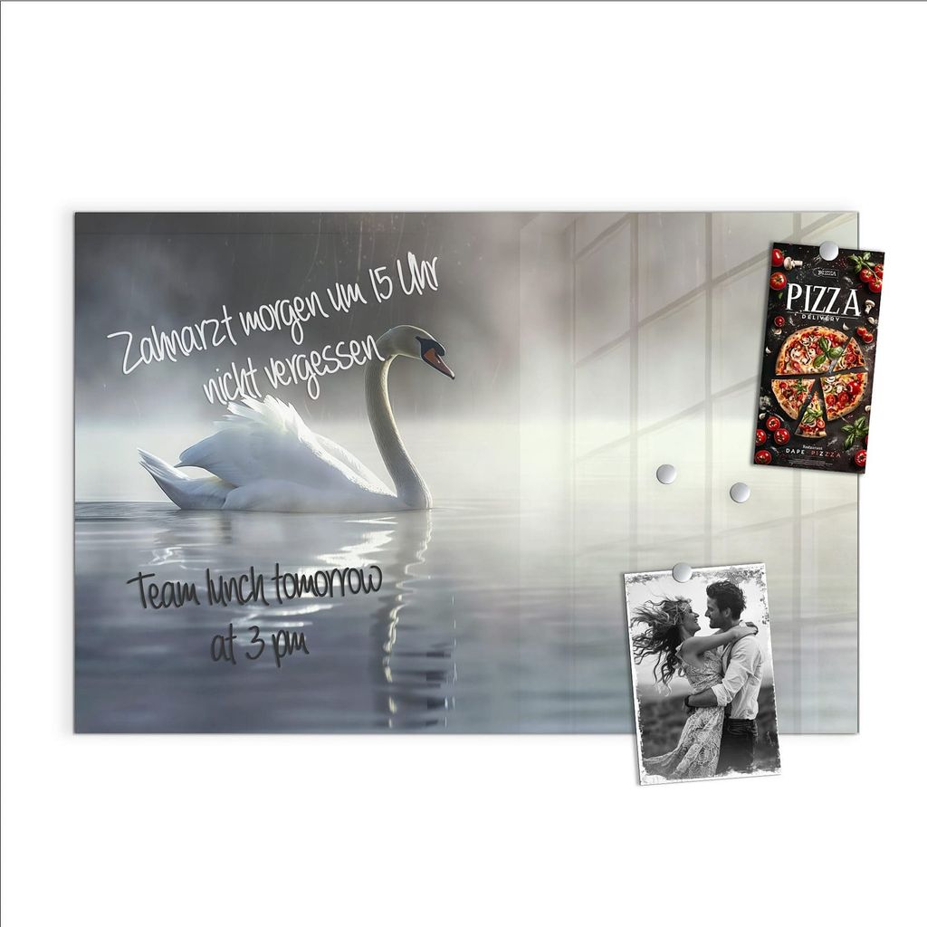 Magnettafel 90x60cm Pinnwand Whiteboard beschreibbar - Schwimmender Schwan