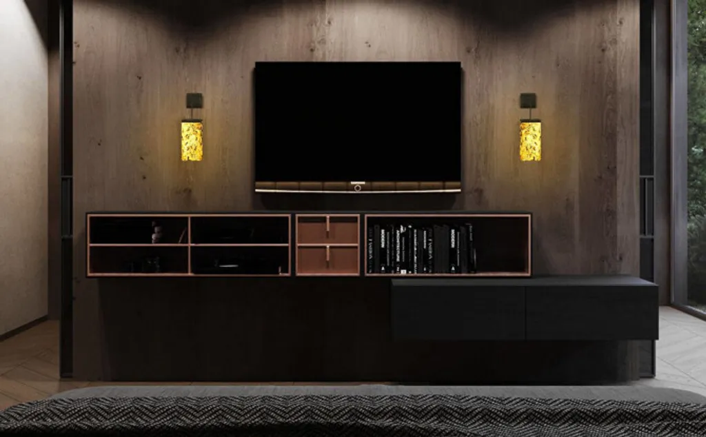 Applique murale LED effet pierre naturelle beige pour salon et couloir