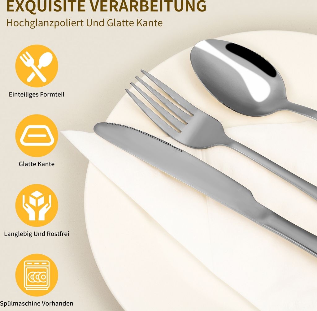Besteck Set, 40-teiliges Besteckset für 8 Personen mit Produktbild 8