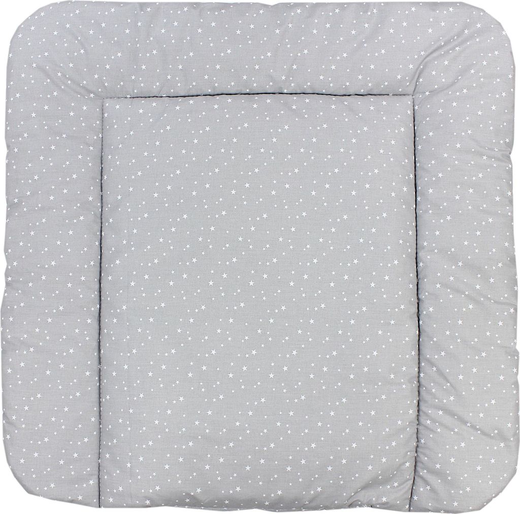 TupTam Baby Wickeltischauflage mit Baumwollbezug Gemustert, Farbe: Kleine Sterne / Grau, Größe: 70 x 50 cm