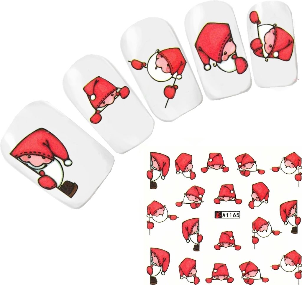 Tattoo Nail Art Nikolaus Santa Weihnachten Weihnachtsmann Aufkleber Nagel Sticker