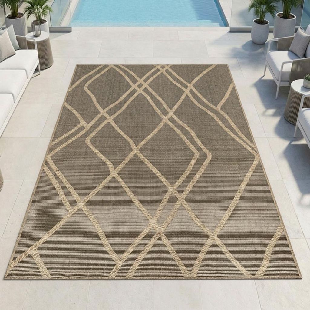 Teppich Outdoor grafisches Linien Design wetterfest Produktbild 