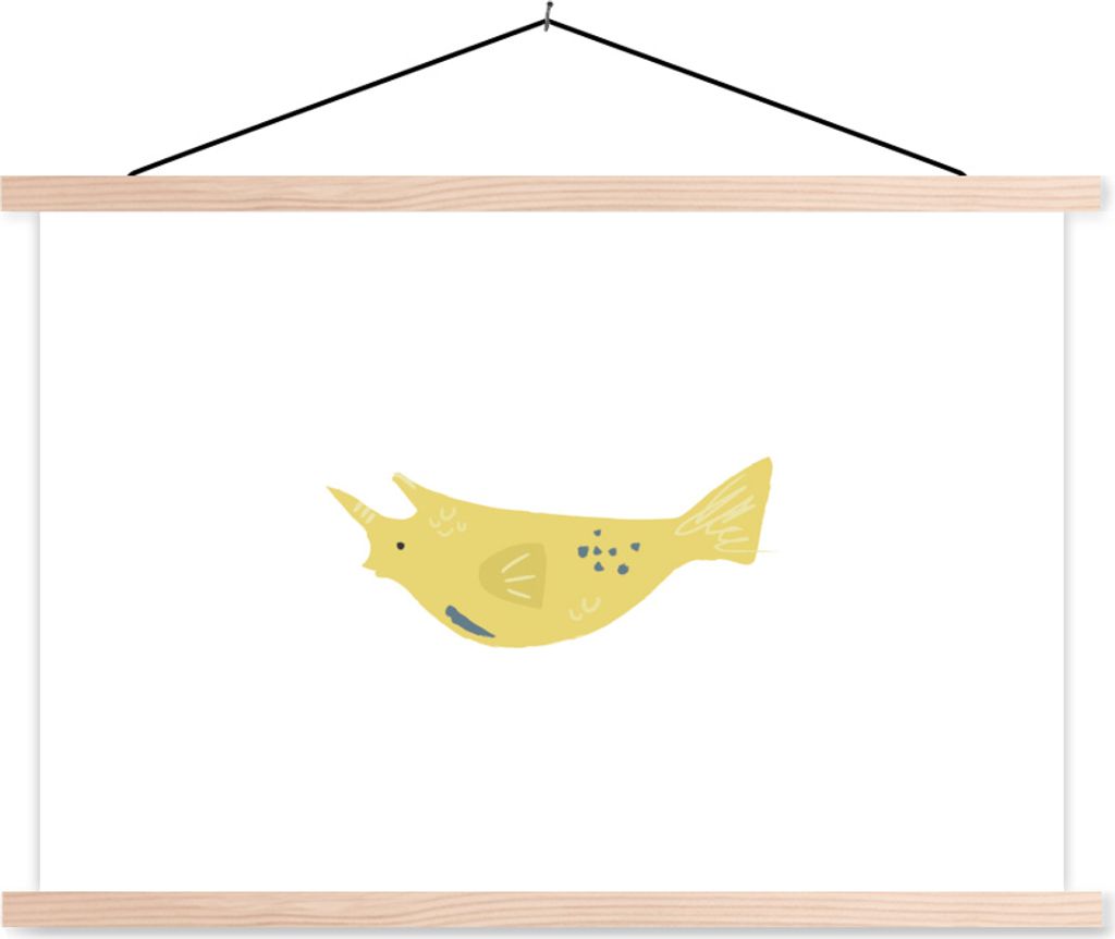 MuchoWow Textilposter Fisch - Meer - Gelb - Aquarell 60x40 cm mit holzfarbenen Rahmen - Bilder