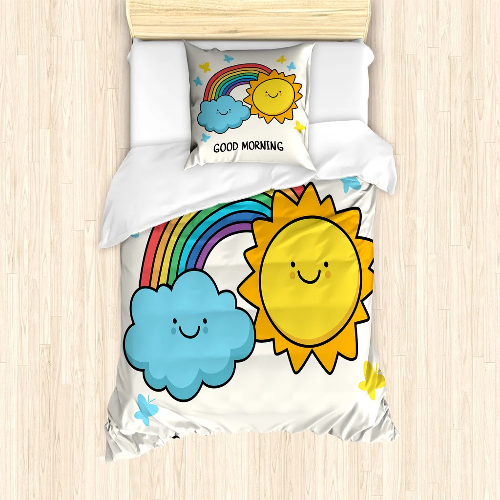 Set Copripiumino Singolo ABAKUHAUS Sole e Nuvola | 135x200 Antiacaro