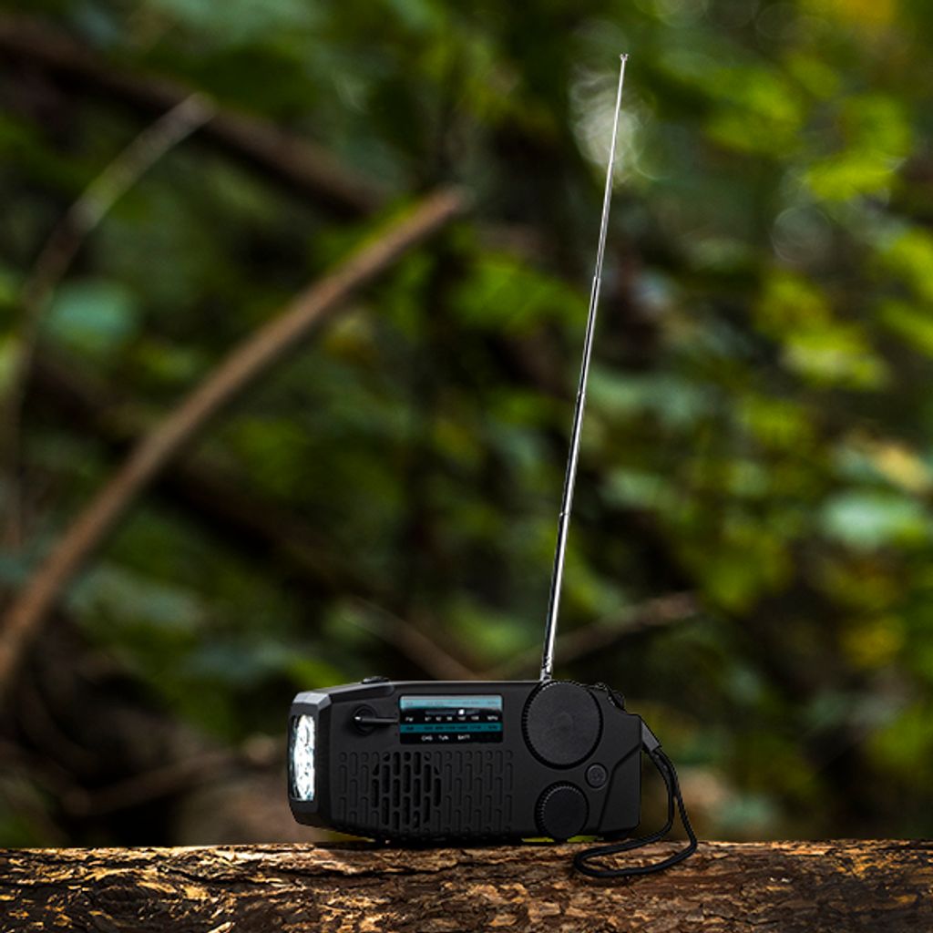 Kurbelradio mit Solar LED - Taschenlampe und Powerbank - Funktion