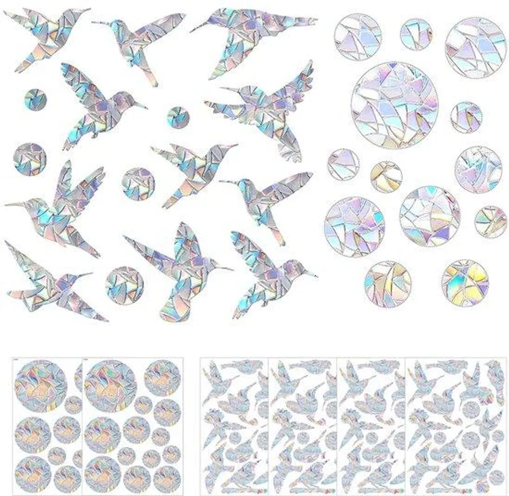 Protection Oiseaux pour Vitre Arc-en-ciel et Anti-Éblouissement - 90 Pcs