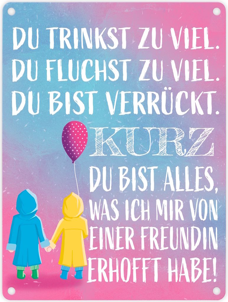 Beste Freundin Metallschild in 15x20 cm mit verrücktem Spruch