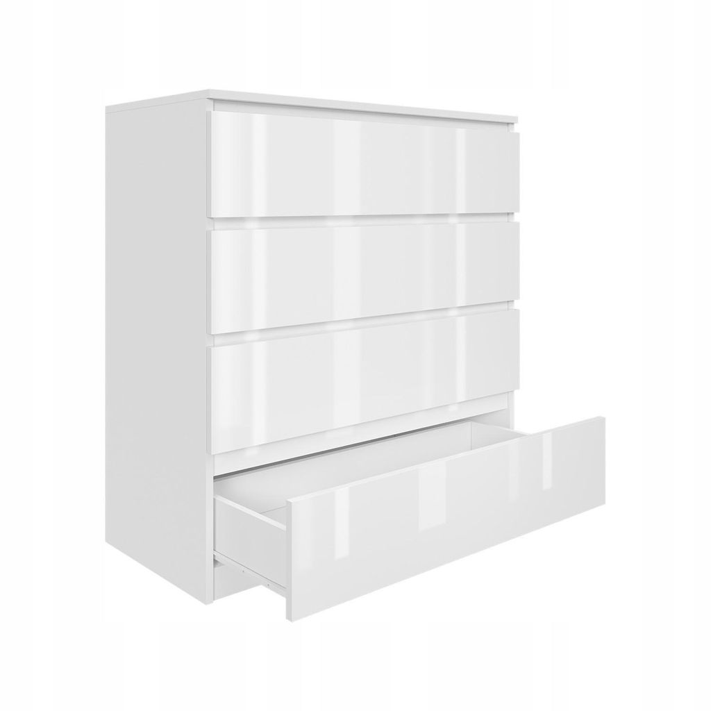 Kommode AVEN 97x90x40cm, weiß lackiert, 4 Schubladen, Produktbild 