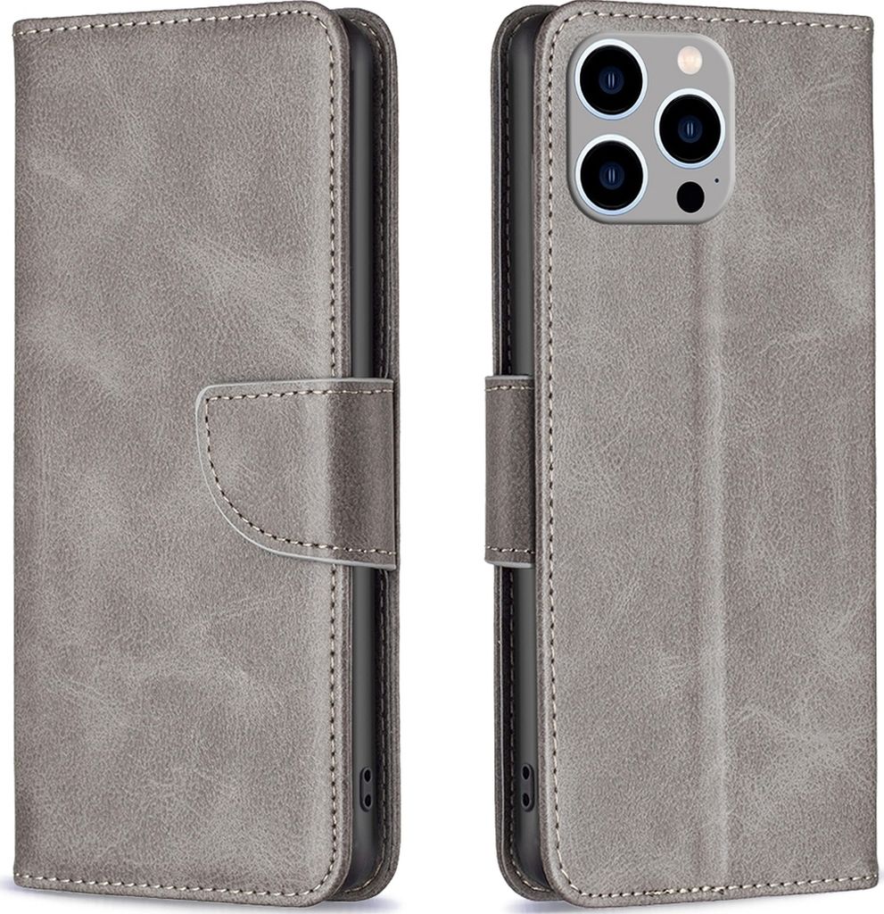 Mobigear Excellent iPhone 15 Pro Max Hülle Klapphülle Geldbörse - Grau