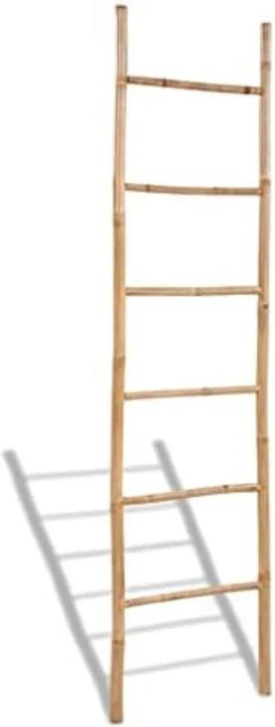 Échelle de salle de bain 190 cm en bambou naturel - Porte-serviette chic