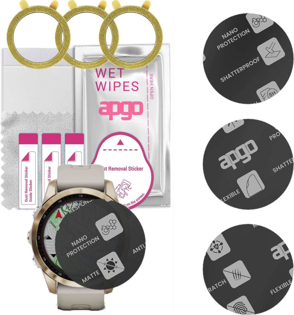 apgo 3 Stück Schutzglas, Matt, kompatibel mit Garmin Fenix Produktbild 