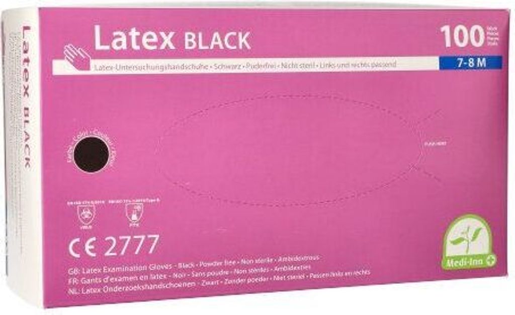 Medi-Inn Latex Black Einmalhandschuhe schwarz puderfrei (Größe: M, 10 x 100 = 1000 Stück)