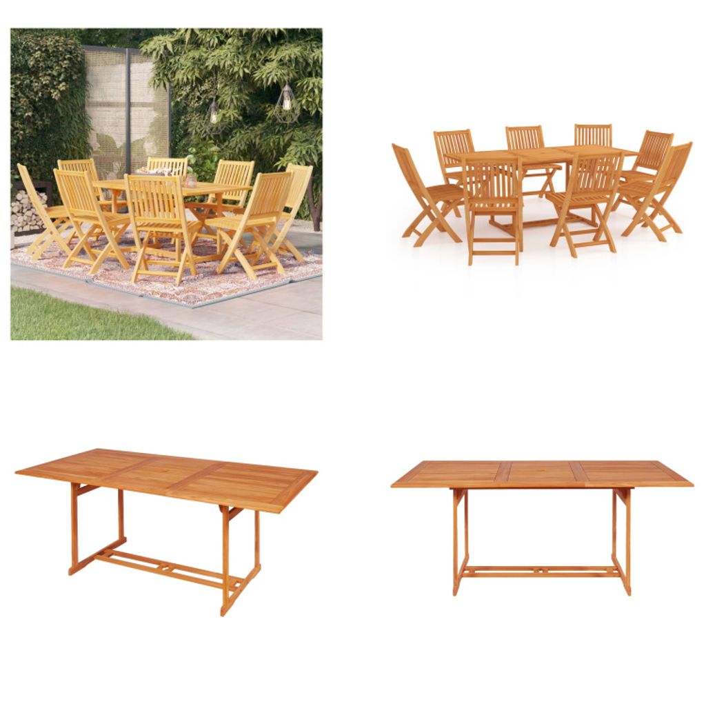 vidaXL 9 tlg. Garten Essgruppe Massivholz Teak - Garten-Essgruppe - Garten-Essgruppen - Gartenmöbel-Set - Gartenmöbel-Sets