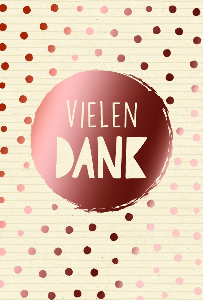 A Danke Green Line Karte mit Briefumschlag Vielen Dank mit roségoldener Metallicfolie