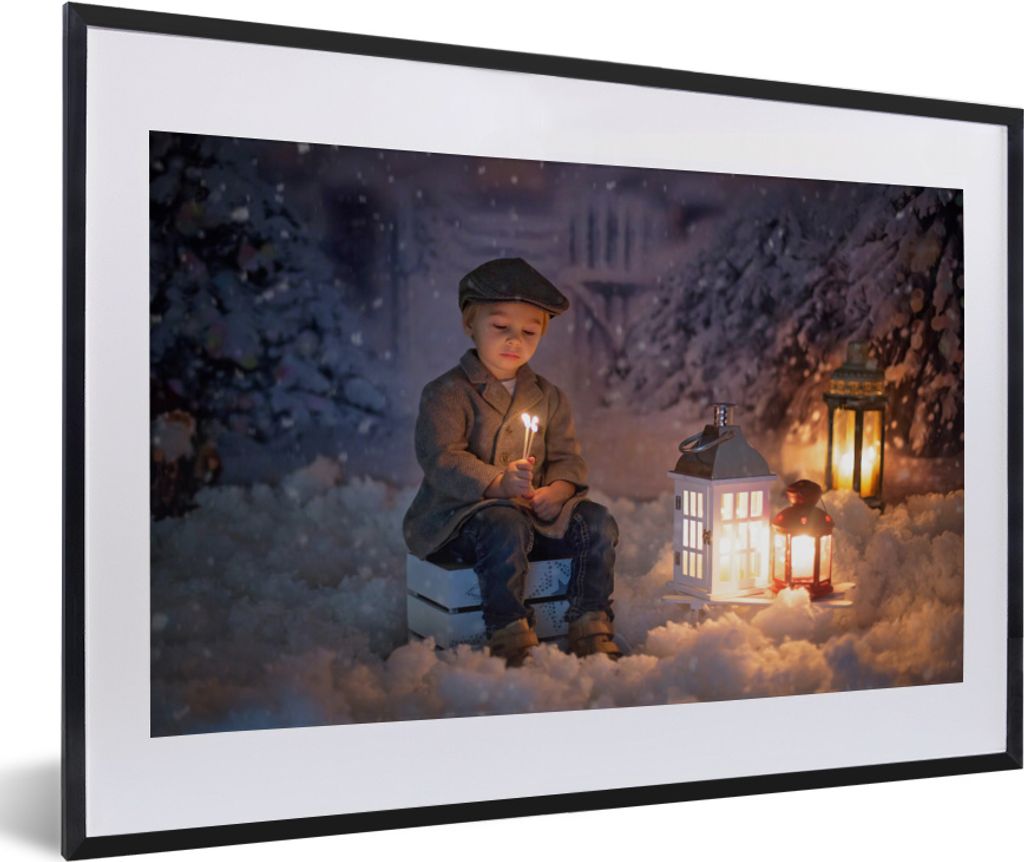 MuchoWow MuchoWow Gerahmtes Poster Porträt - Märchen - Weihnachten - Schnee 60x40 cm - Poster mit zchwarzem Bilderrahmen - Schlafzimmer - Pla...
