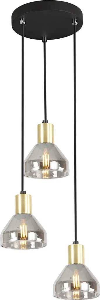 Plafonnier Candellux GREGORY 3xE14 en métal noir et or élégant