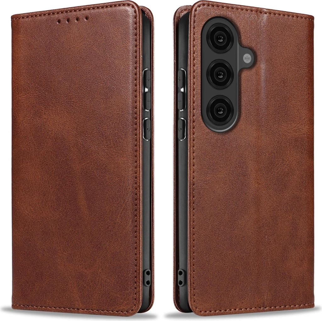 Handyhülle für Samsung Galaxy S26 Kunstleder Flip Cover Hülle Handytasche Case Kartenfach Farbe: Dunkelbraun