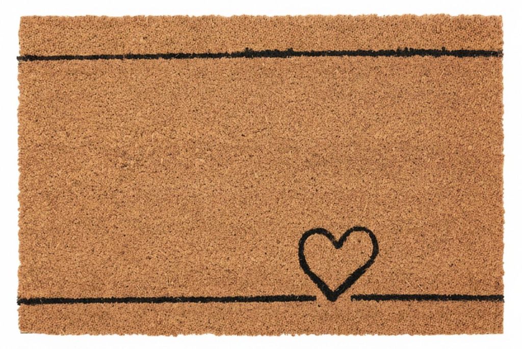Tapis d'entrée Relaxdays en fibre de coco, motif cœur, 60 x Image du produit 