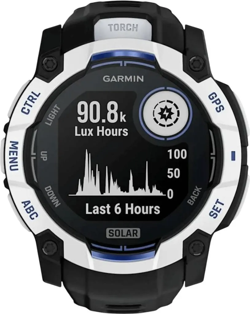 Montre connectée solaire Garmin Instinct 3 GPS antichoc blanche - 3