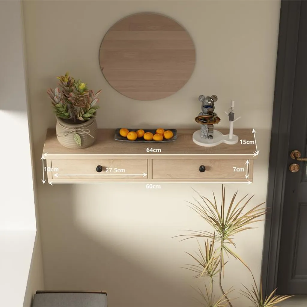 Étagère murale marron avec portes style moderne et loft, largeur 64 cm - 4
