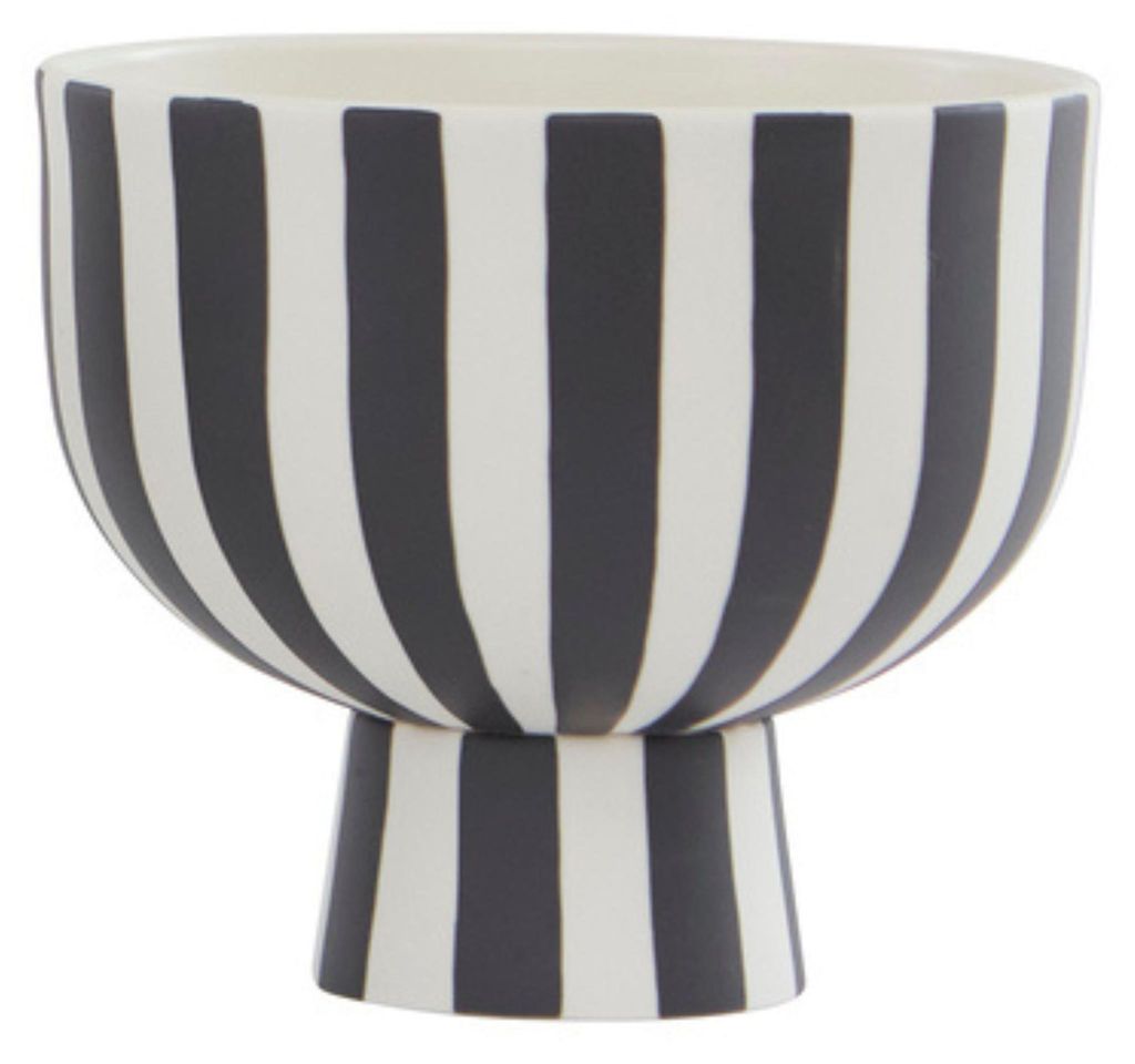 OYOY Toppu Bowl Schale aus Steingut Weiß Schwarz L10231 15 cm Designschale Servierschale Dekoschale skandinavisch handgefertigt