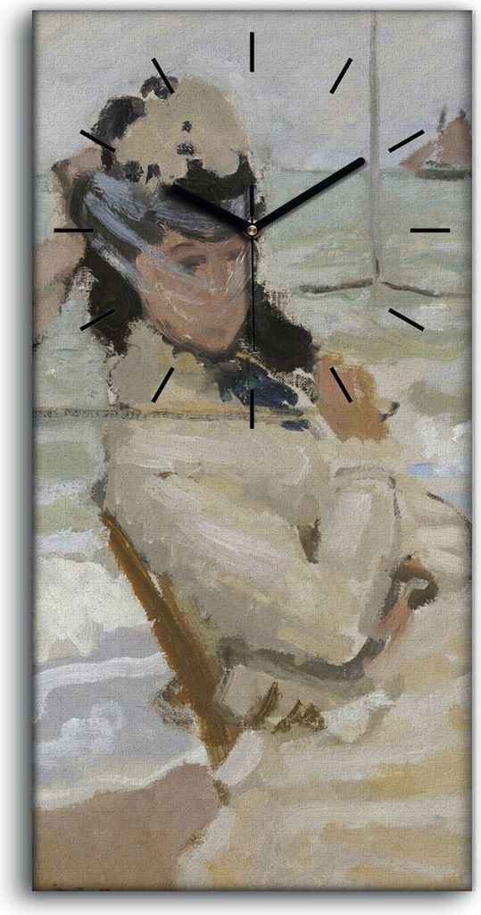 Dekor Leinwand Uhr Wandbilder Geräuschlos 30x60 Camille am Strand von Trouville - schwarze Hände