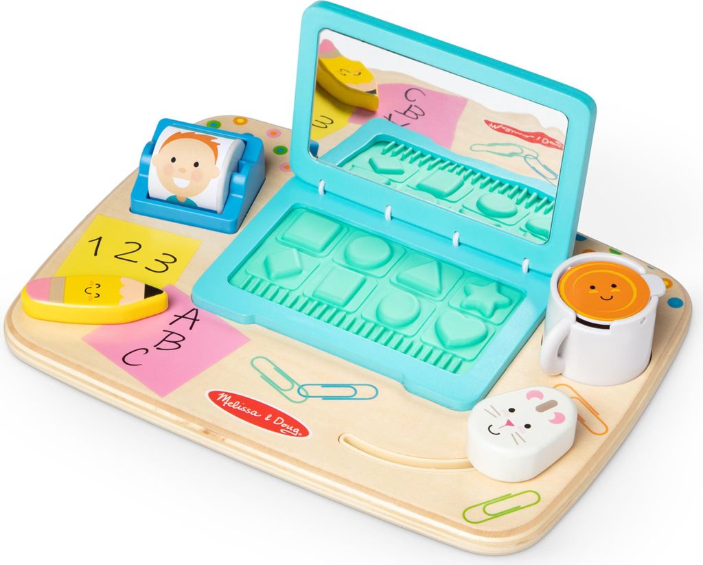 Melissa & Doug Work & play schreibtisch-Spielbrett aus holz, Feinmotorik und der formerkennung, Sensorisches baby- und kleinkindspielzeug, 12-24 Mo...