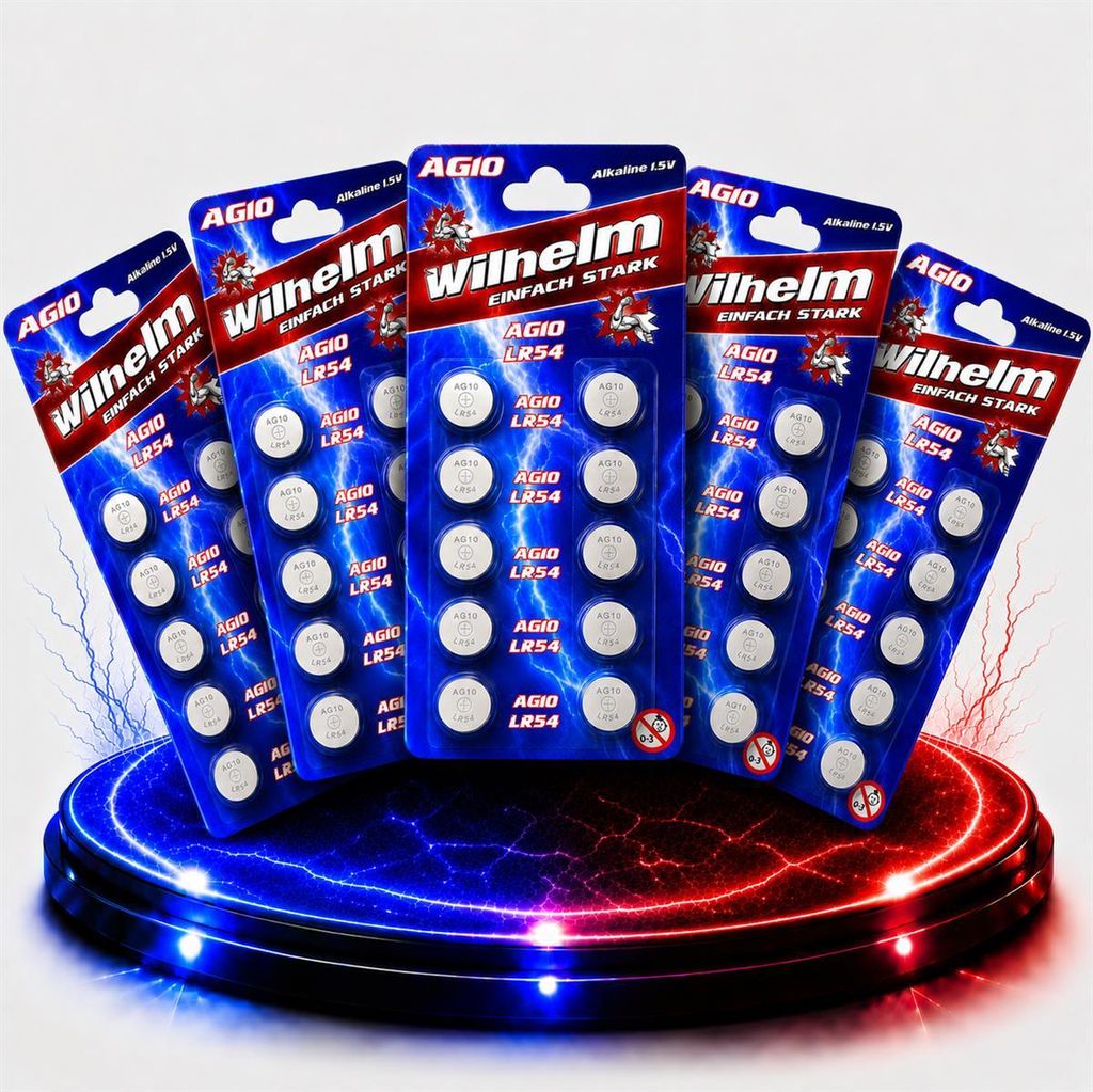 50 x Wilhelm AG10 LR54 - L130 - 189 - 389 - GP89A Qualitätsbatterien 1,5 V Alkaline