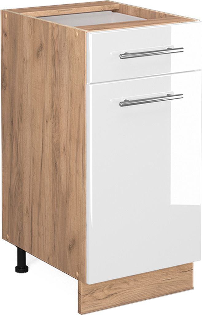 Küchenunterschrank Vicco Fame-Line Weiß Hochglanz 40 cm ohne Arbeitsplatte, Model 38322