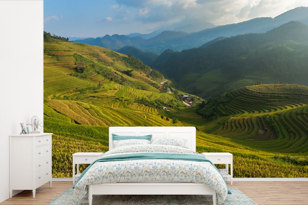 MuchoWow Fototapete für Wohnzimmer oder Schlafzimmer Wandtapete Vinyl Motivtapete Reisfelder auf Bali - 390x260 cm - Papiertapete