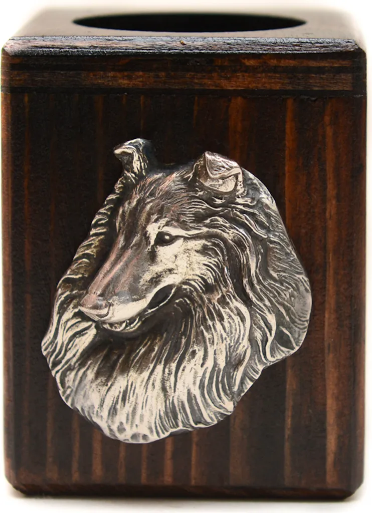Idea Regalo Collie Portacandele in Legno - Memoriale Cani Art-Dog