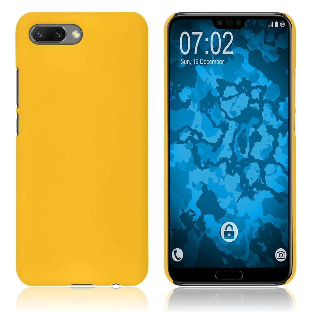 PhoneNatic Case kompatibel mit Huawei Honor 10 - Hülle gelb gummiert Hard-case Cover