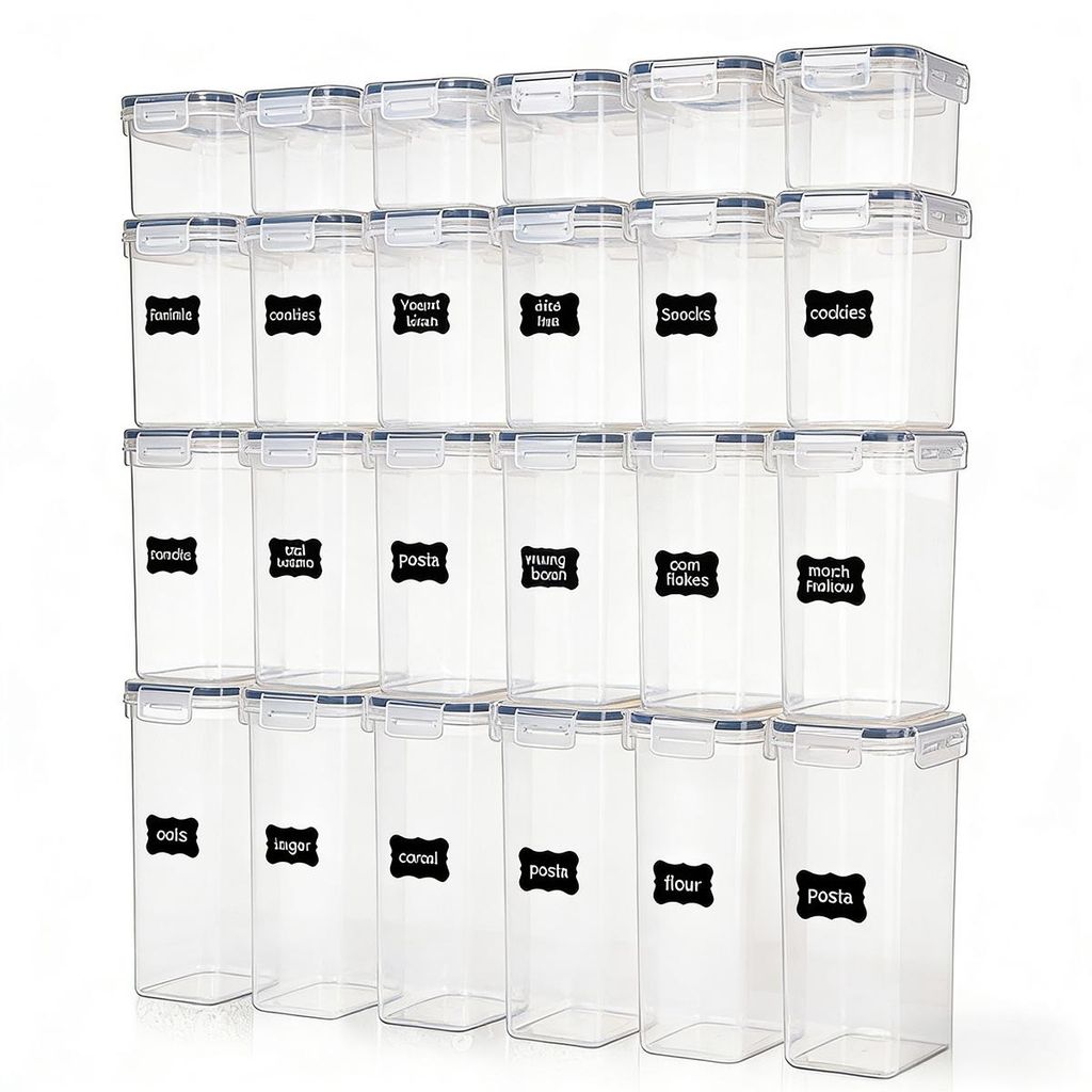 Aufbewahrungsbox,Luftdichte Vorratsdosen-Set 24-teilig, BPA-frei, für Mehl, Zucker, Getreide u. a., inkl. Stift und Etiketten