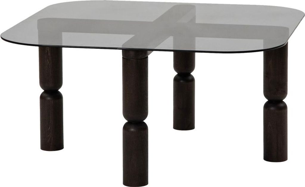 Drawer - Quadratischer Couchtisch aus Sicherheitsglas und Holz 80x80cm - Schwarz