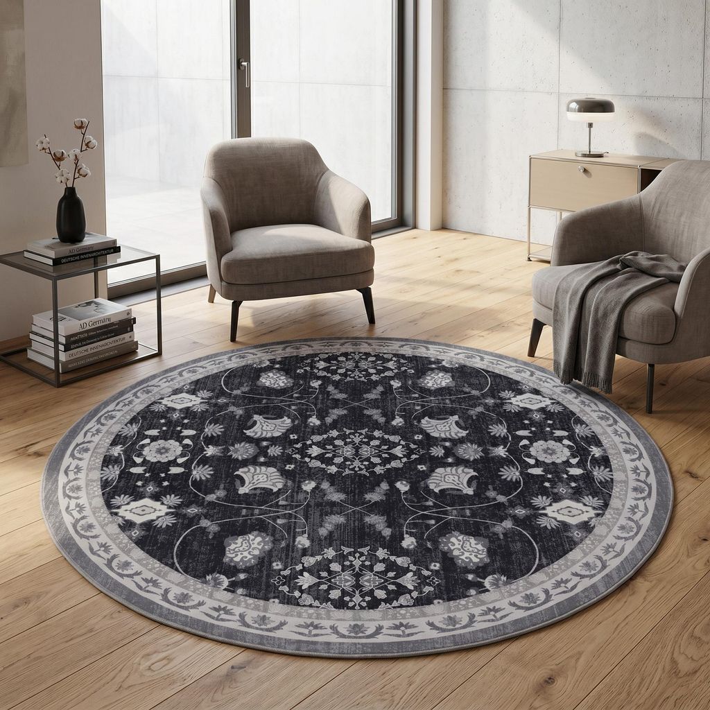 Carpetsale24 Waschbarer Teppich Vintage Rundteppich Produktbild 