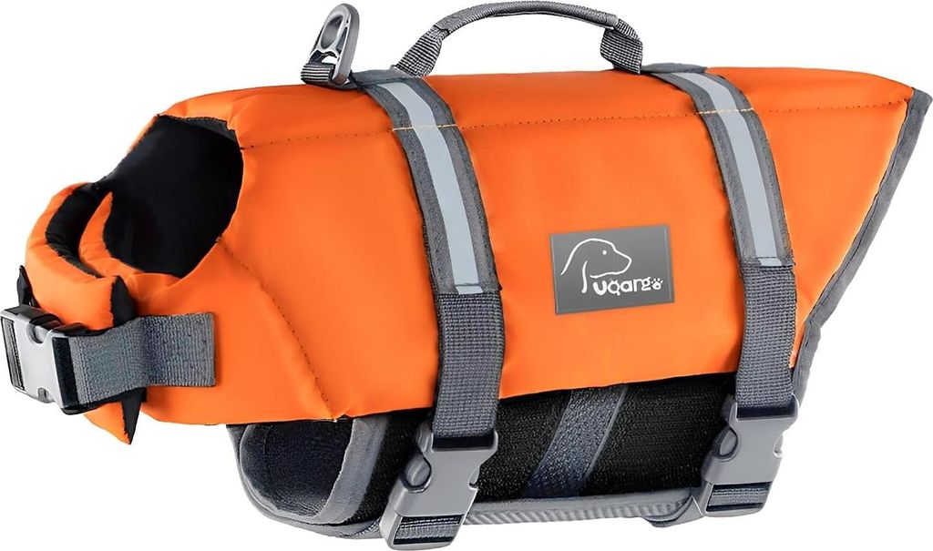 Hundeschwimmweste Haustier Sicherheitsweste Hundeschwimmweste Verstellbare Größe mit Starkem Schwimm- und Rettungsgriff (Orange XXL)