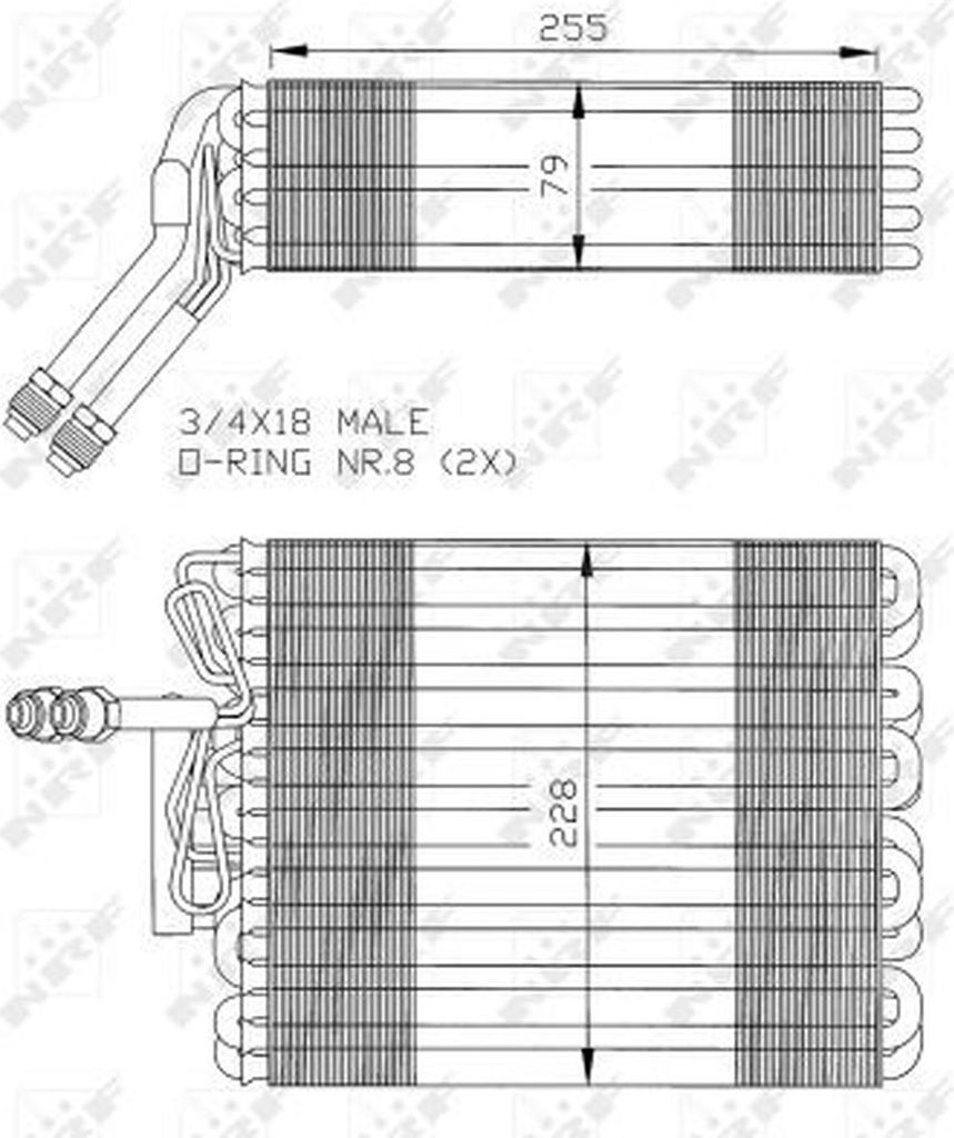 Verdampfer Klimaanlage 255 mm - 228 mm NRF passend für u.a. VW GOLF
