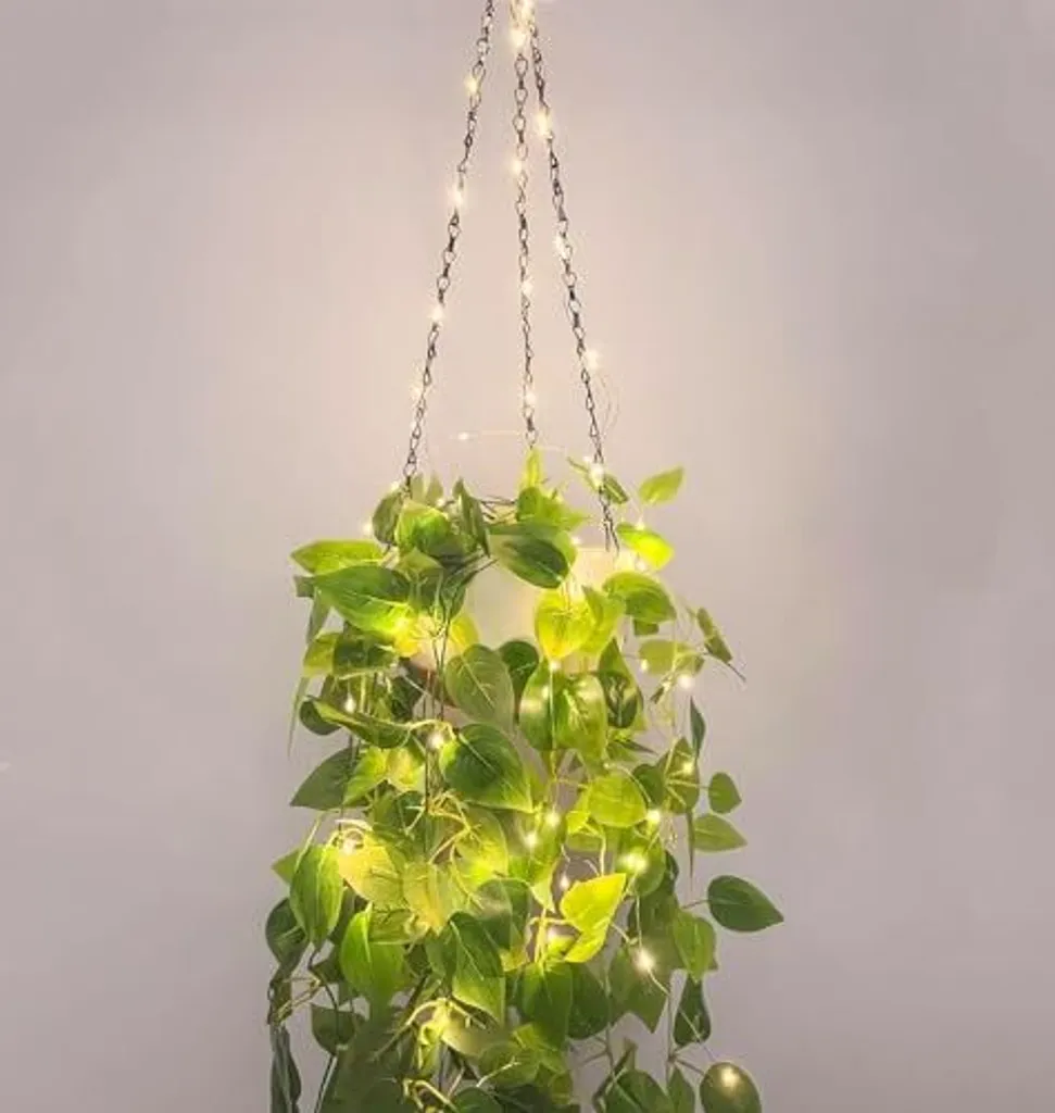 2 Vasi da Appendere con Luci: Cesto per Fiori e Giardino Esterno