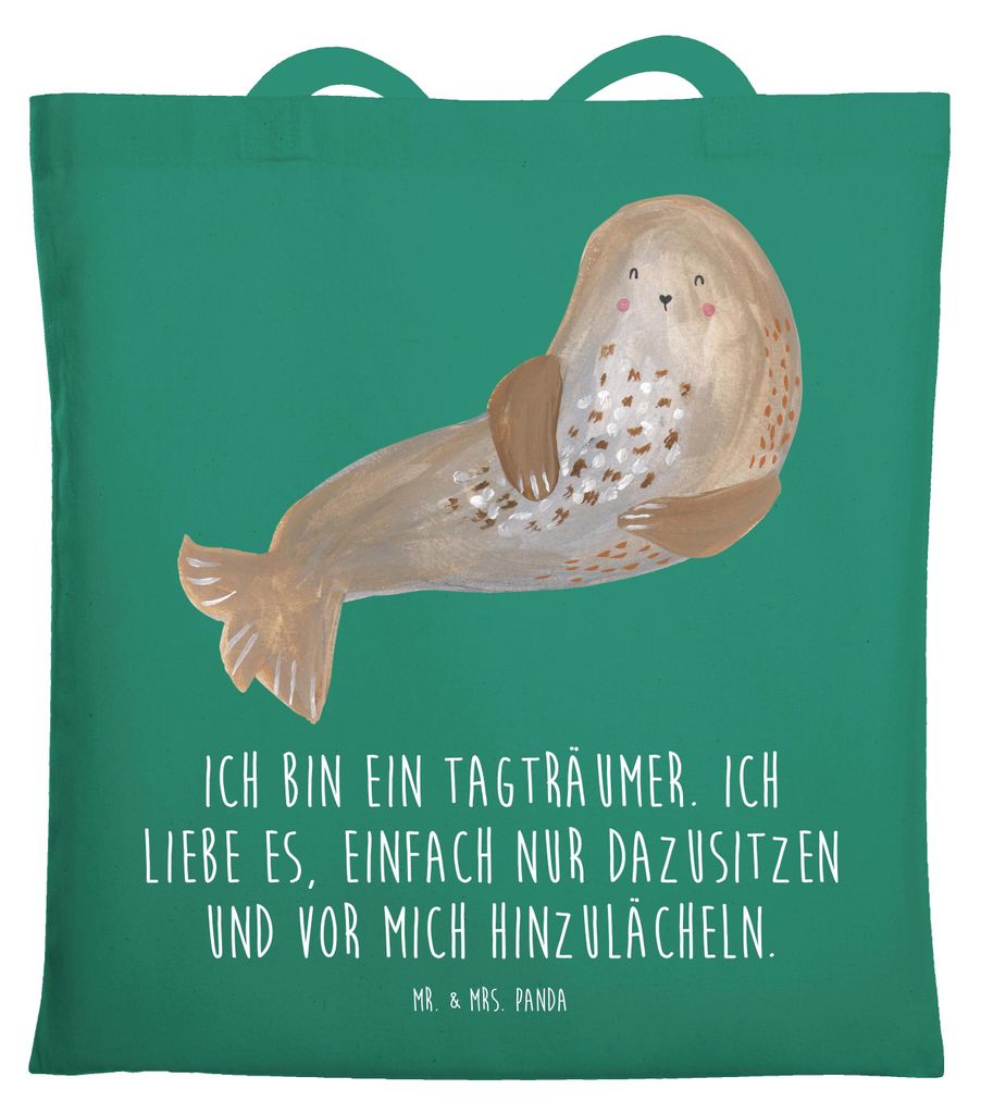 Mr. & Mrs. Panda Schultasche Robbe Lachen - Mint - Geschenk, Lustige Sprüche, Ostsee, Laptoptasche, Tote Bag, Robben, Shopping Tasche, Strand, Beu...