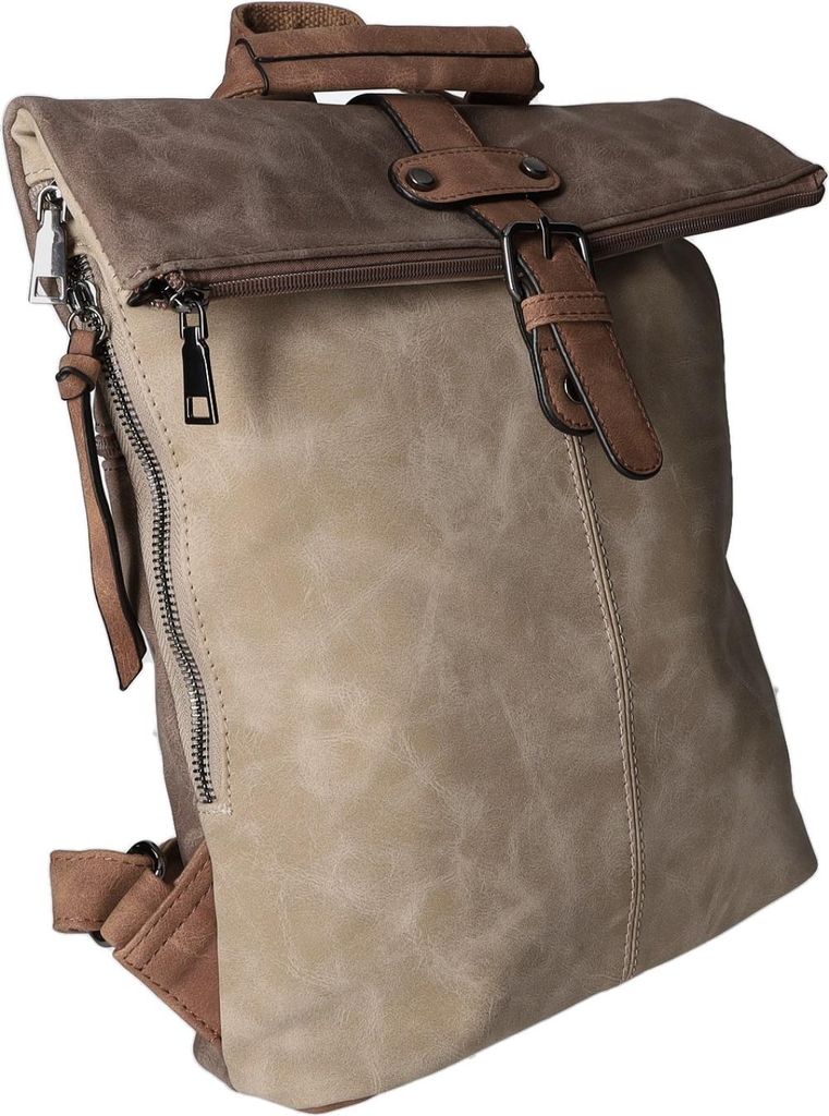 Kleiner Rucksack DI-2009 aus Kunstleder, Braun, 32x33x8,5 Produktbild 