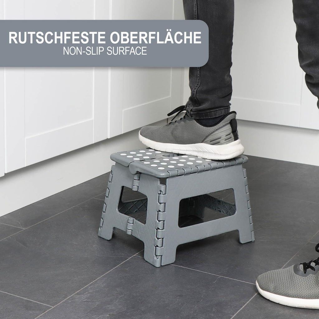 Aufstiegshocker mit gummierten Noppen, tragbarer Klapphocker, belastbar bis 150 kg, faltbarer Aufstiegshocker für Haushalt und Büro (31 x 22 x 22...