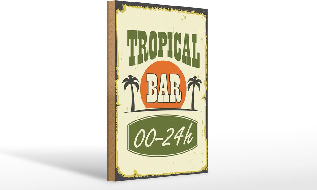 Dřevěná cedule Alkohol 20x30cm Tropical Bar 00 - 24 h Obrázek produktu 1