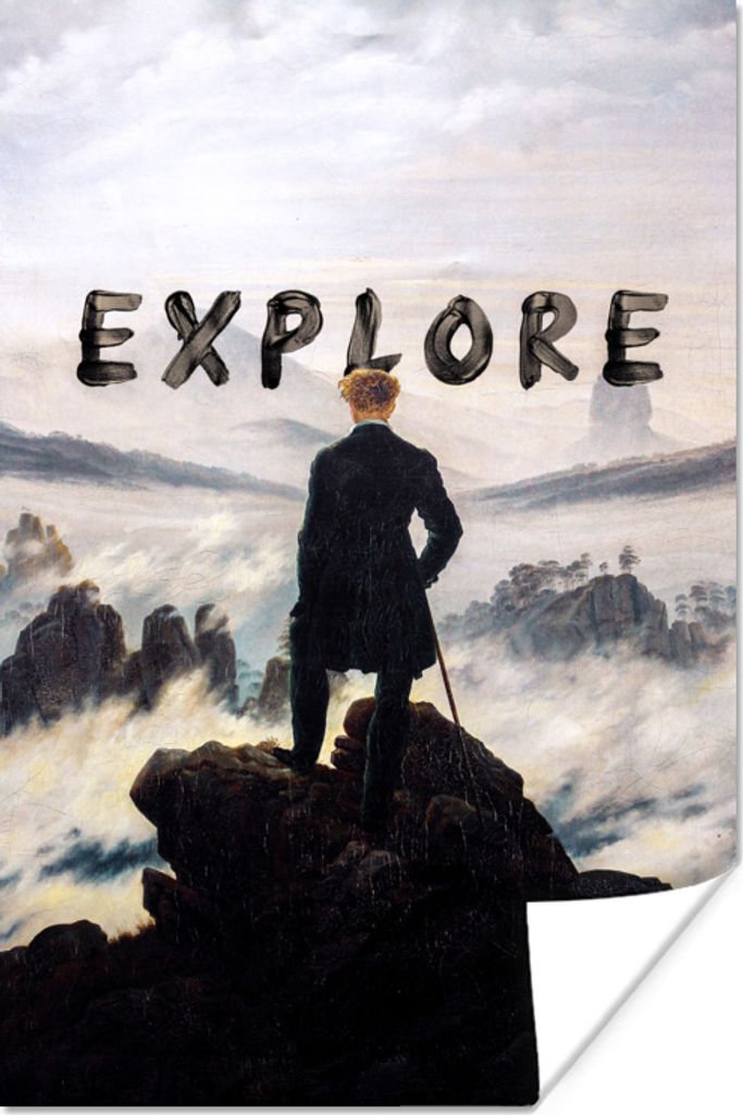 MuchoWow Poster Der Wanderer über den Nebeln - Caspar David Friedrich - Explore 120x180 cm - Kunstposter